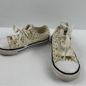 Converse Chuck Taylor Kids White Sneakers with Gold Dots size 9
